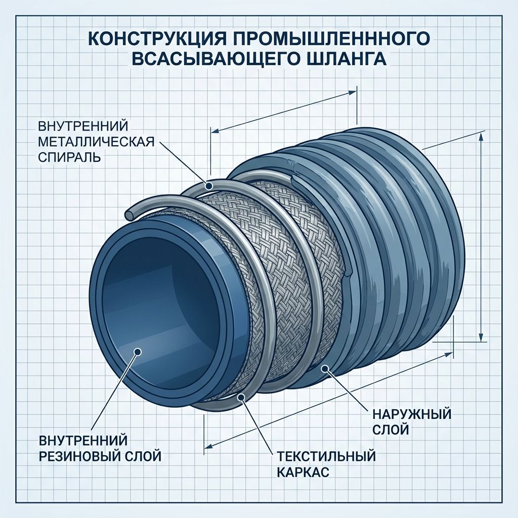 Схема конструкции напорно-всасывающего рукава