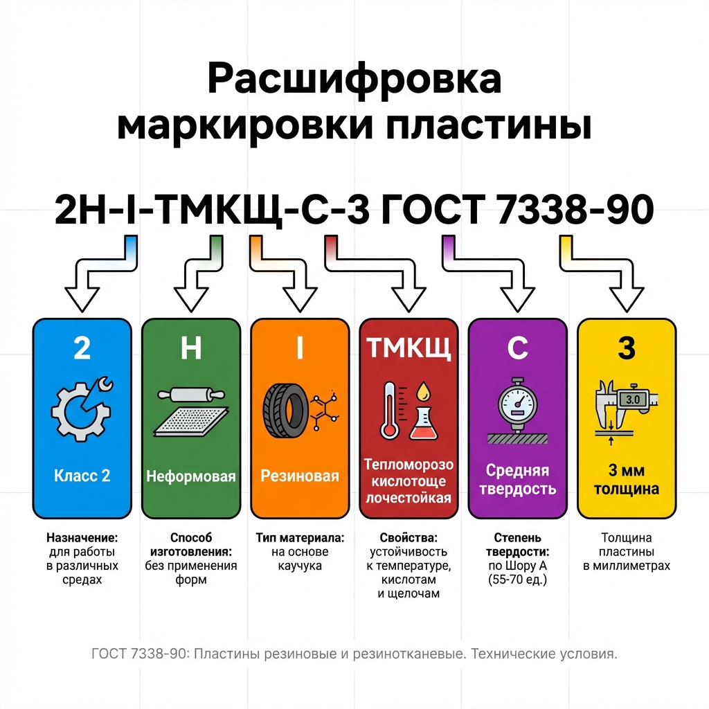 Схема расшифровки обозначения технической пластины
